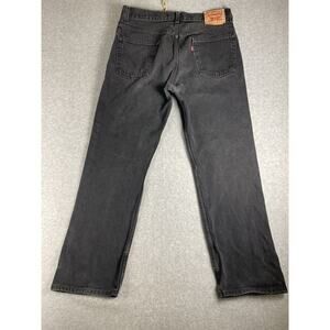 Levis 505 Jeans Adult 36x32 Black Denim Regular Fit Straight Leg Distressed